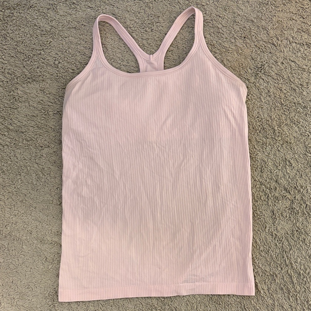 lululemon athletica Light Pink Ribbed ebb to street Tank Top
